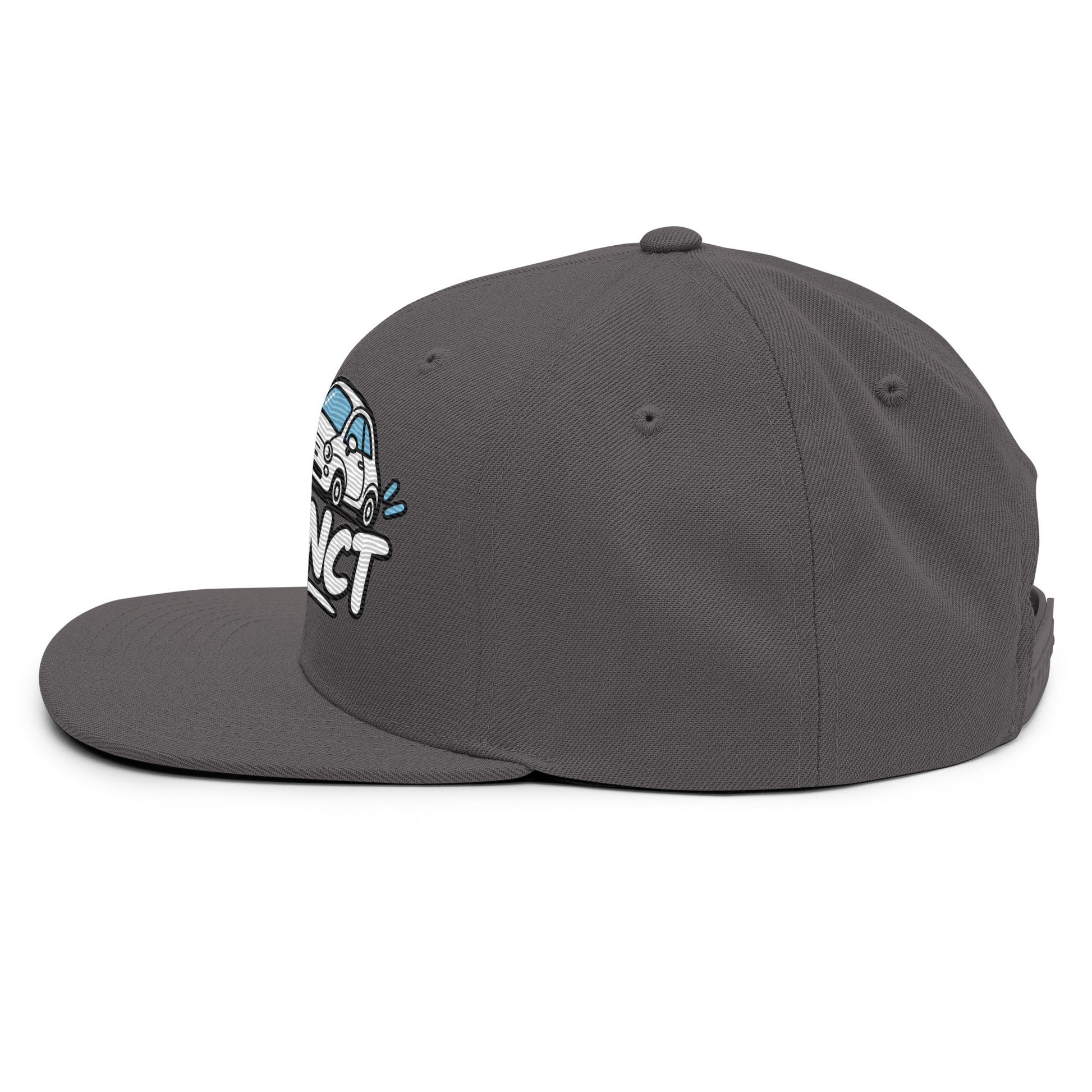Casquette Snapback, brodée « Garé à l'instant », en Gris Foncé, vue de côté, image 81