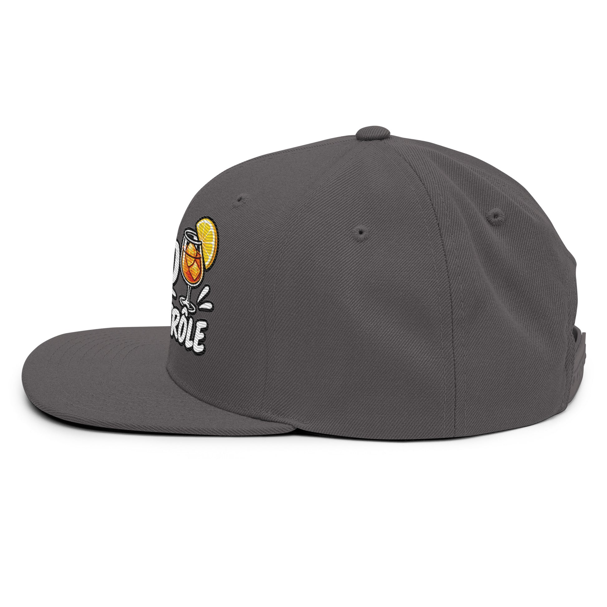 Casquette Snapback, brodée « Apéro sous contrôle », en Gris Foncé, vue de côté, image 81