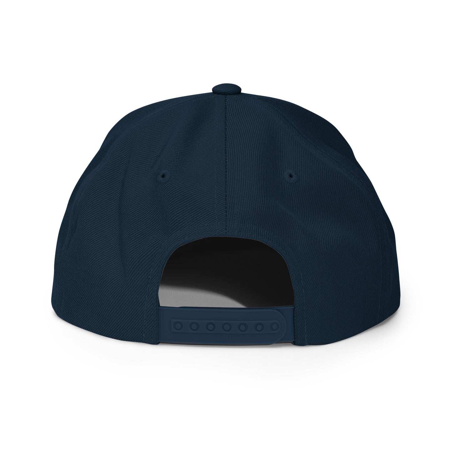 Casquette Snapback, brodée « Près des poissons, loin des cons », en Bleu Marine Foncé, vue arrière, image 25