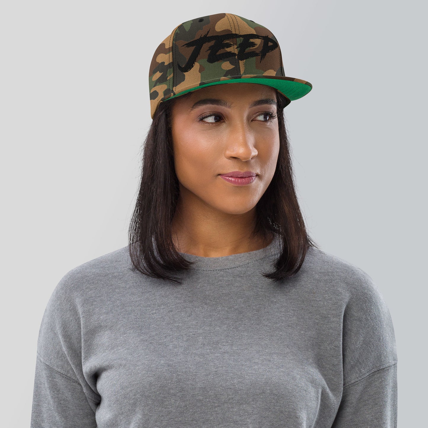 Casquette SnapBack de couleur camouflage verte et marron "Jeep"