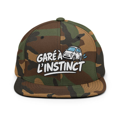 Casquette Snapback, brodée « Garé à l'instant », en Camouflage Vert, vue de face, image 6