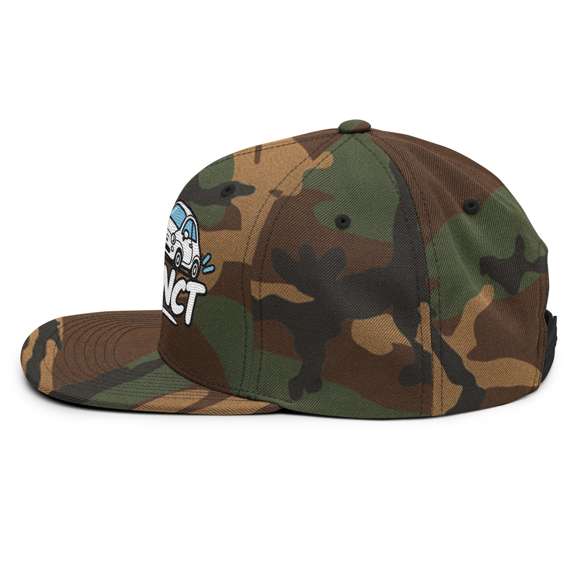 Casquette Snapback, brodée « Garé à l'instant », en Camouflage Vert, vue de côté, image 76