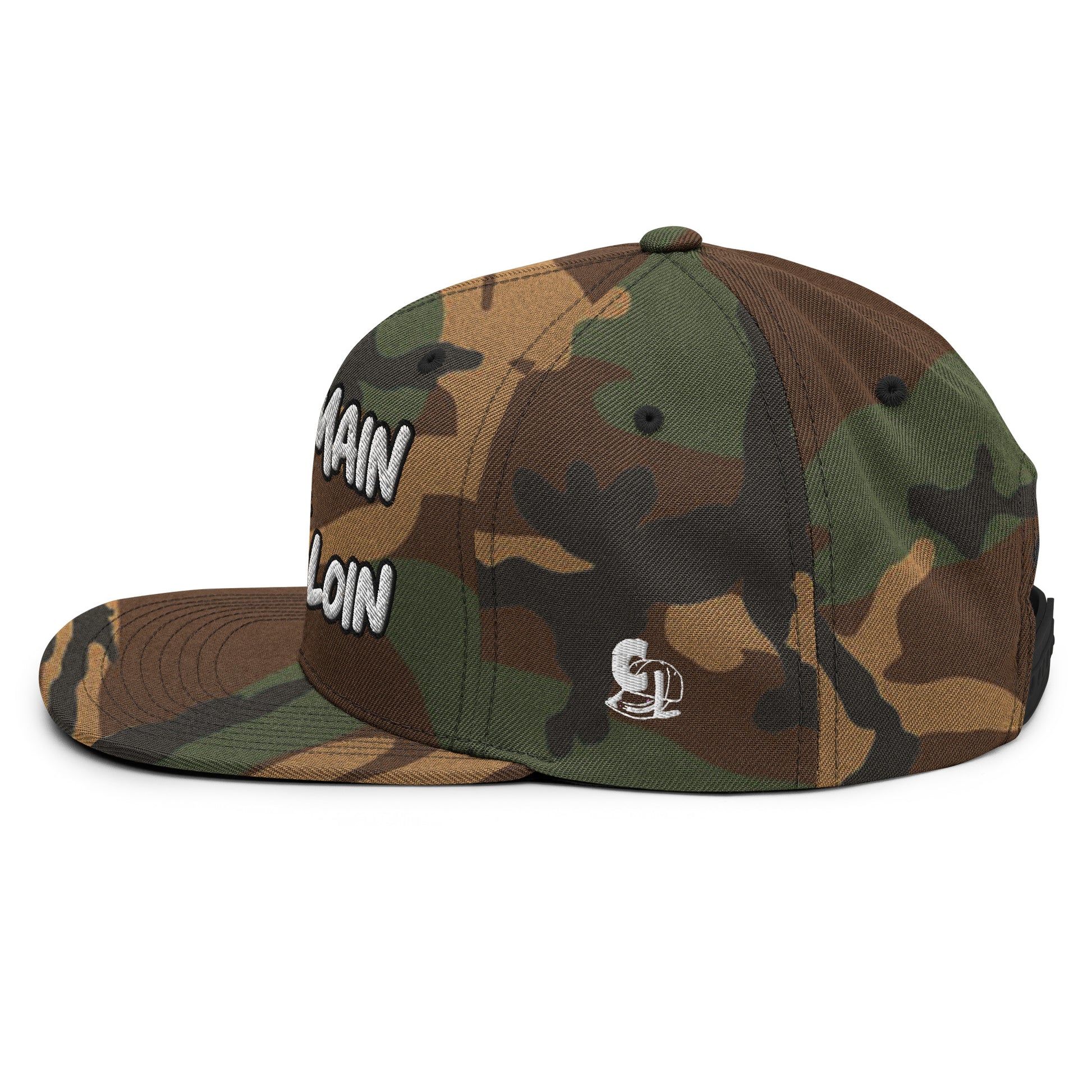 Casquette Snapback, brodée « Verre en main, souci au loin », en Camouflage Vert, vue de côté, image 76
