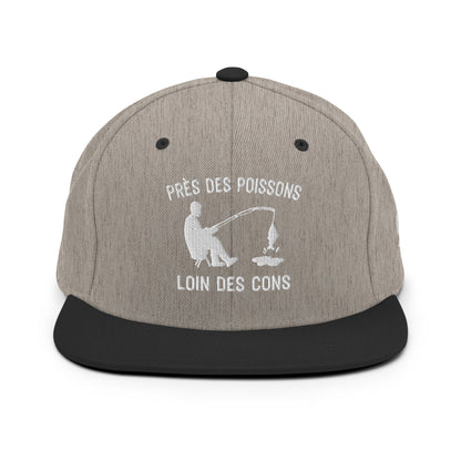 Casquette Snapback, brodée « Près des poissons, loin des cons », en Noir, vue de face, image 10