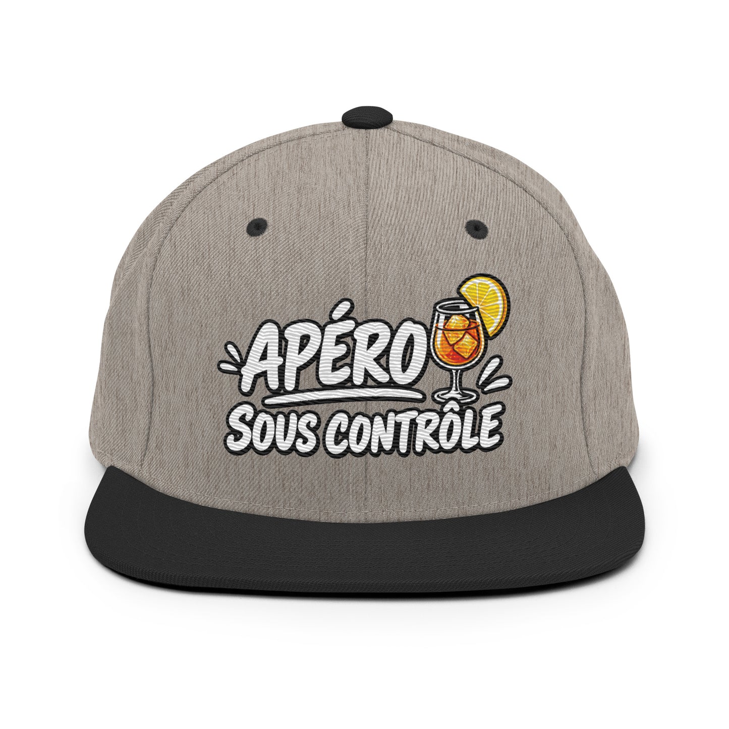 Casquette Snapback, brodée « Apéro sous contrôle », en Noir, vue de face, image 9