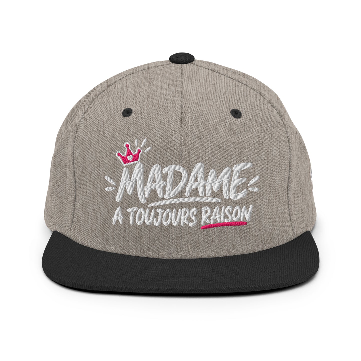 Casquette Snapback, brodée « Madame à toujours raison », en Noir, vue de face, image 10