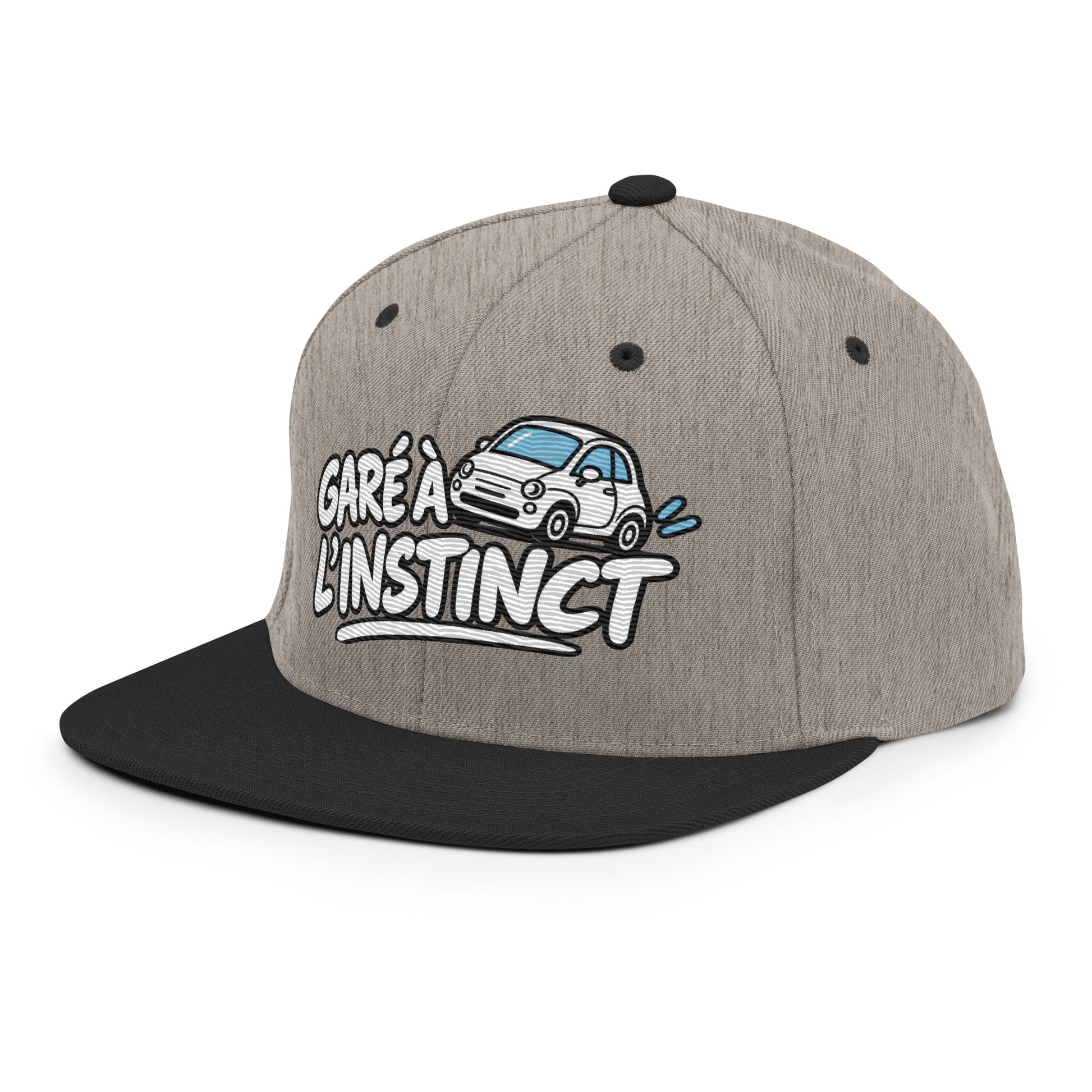Casquette Snapback, brodée « Garé à l'instant », en Noir, vue de trois quarts, image 90