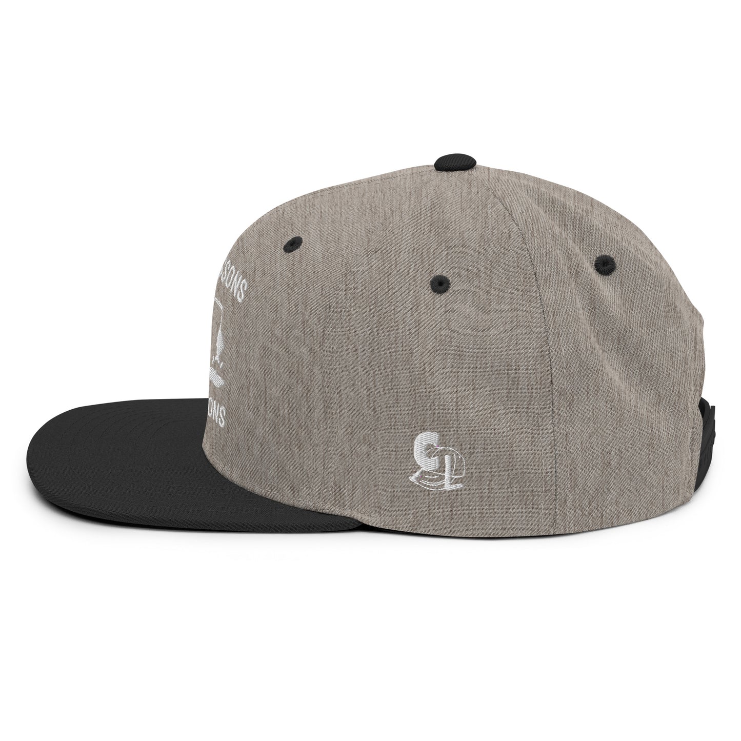 Casquette Snapback, brodée « Près des poissons, loin des cons », en Noir, vue de côté, image 96