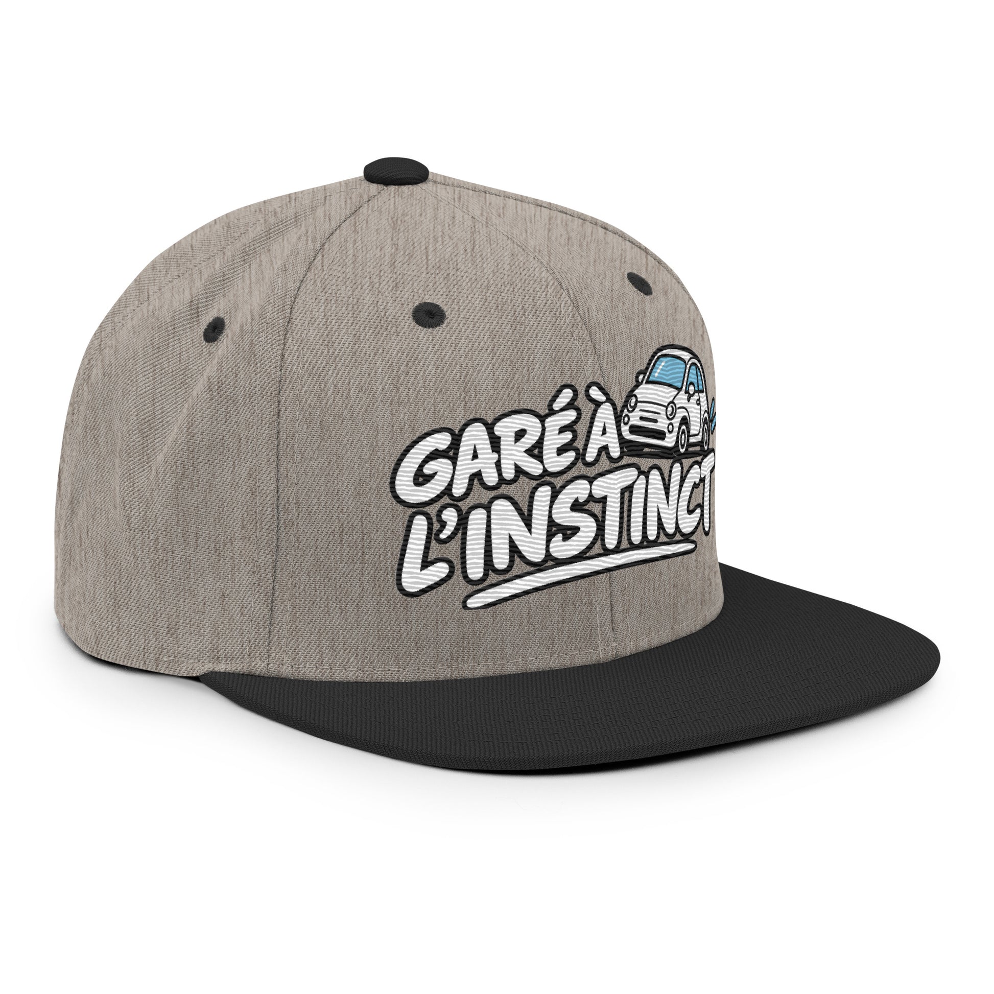 Casquette Snapback, brodée « Garé à l'instant », en Noir, vue de trois quarts, image 92