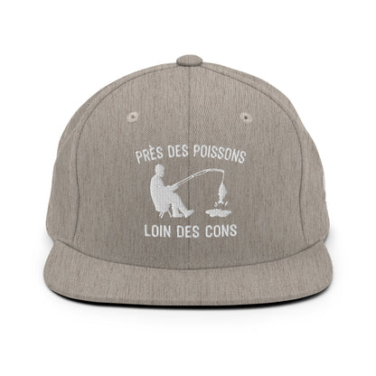 Casquette Snapback, brodée « Près des poissons, loin des cons », vue de face, image 12