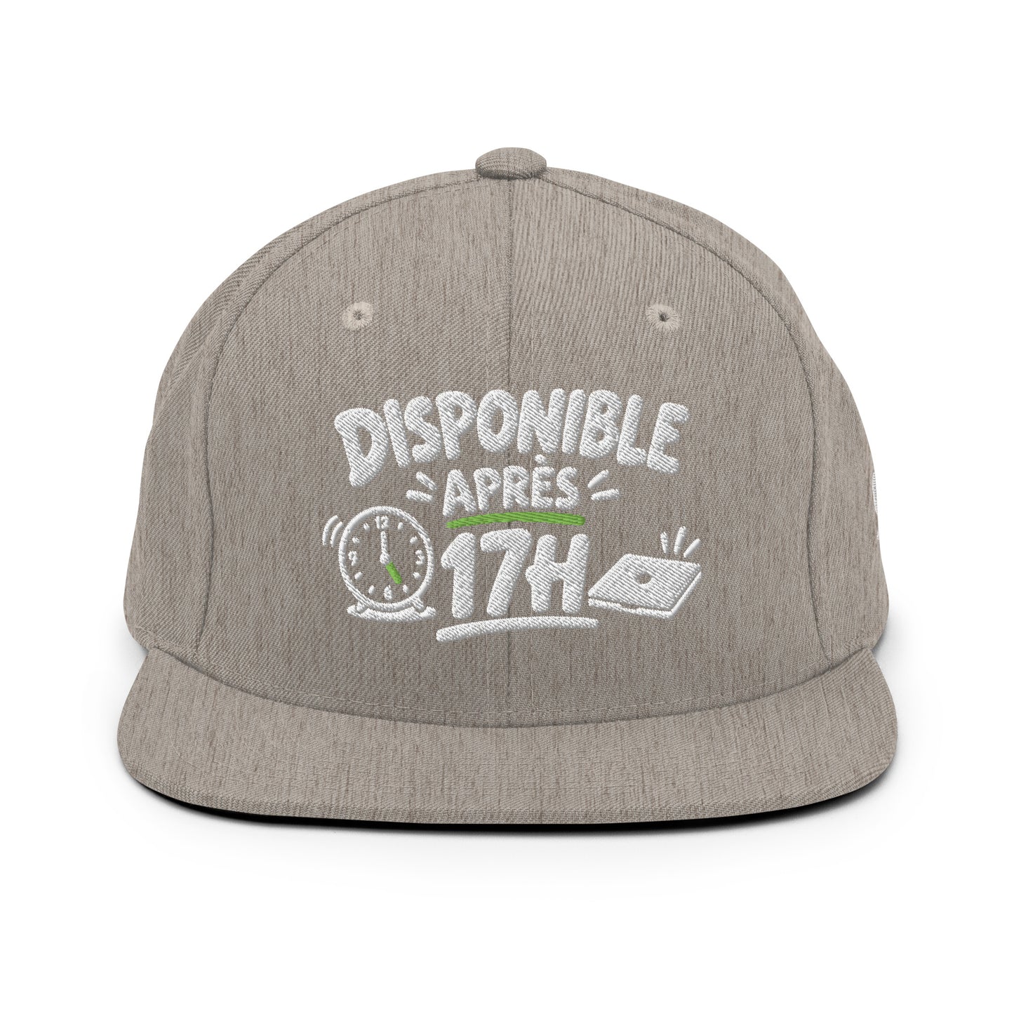 Casquette Snapback, brodée « Disponible après 17h », vue de face, image 9