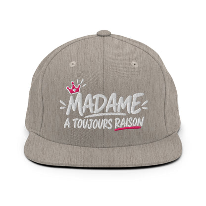 Casquette Snapback, brodée « Madame à toujours raison », vue de face, image 5