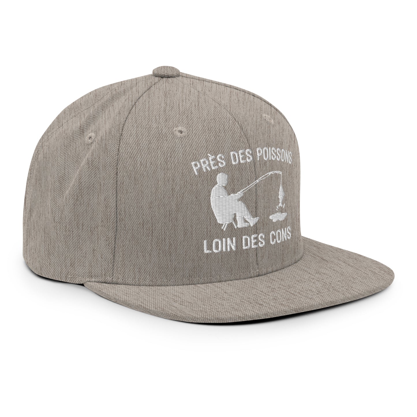 Casquette Snapback, brodée « Près des poissons, loin des cons », vue de trois quarts, image 102