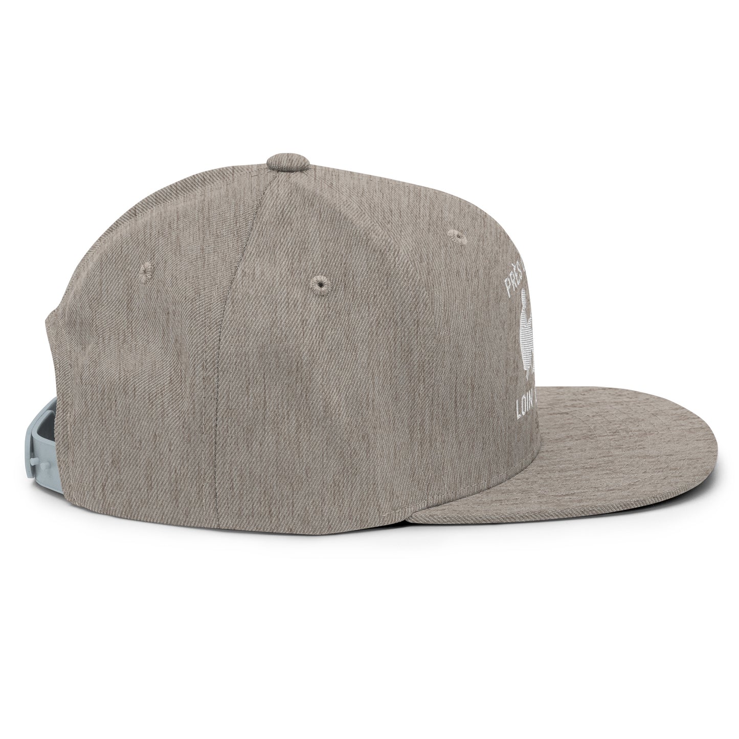 Casquette Snapback, brodée « Près des poissons, loin des cons », vue de côté, image 103