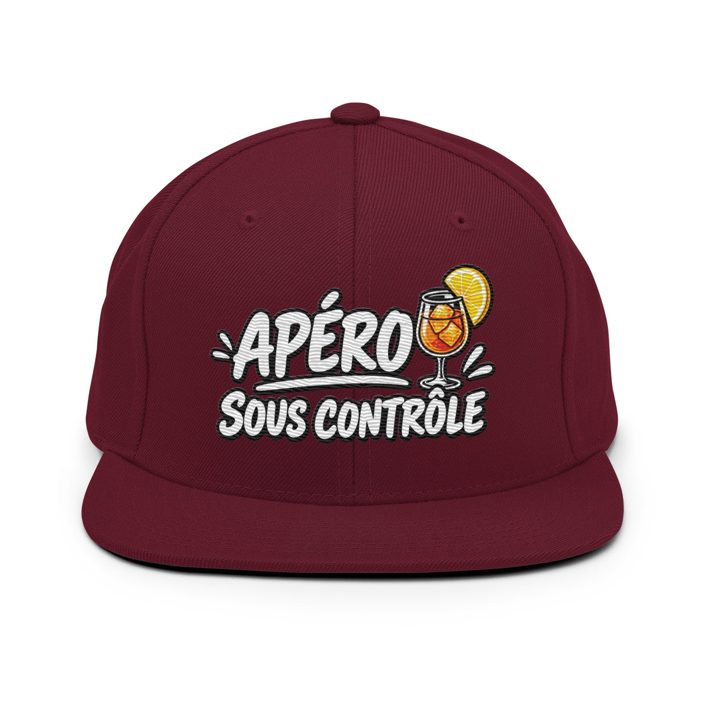 Casquette Snapback, brodée « Apéro sous contrôle », en Bordeaux, vue de face, image 14