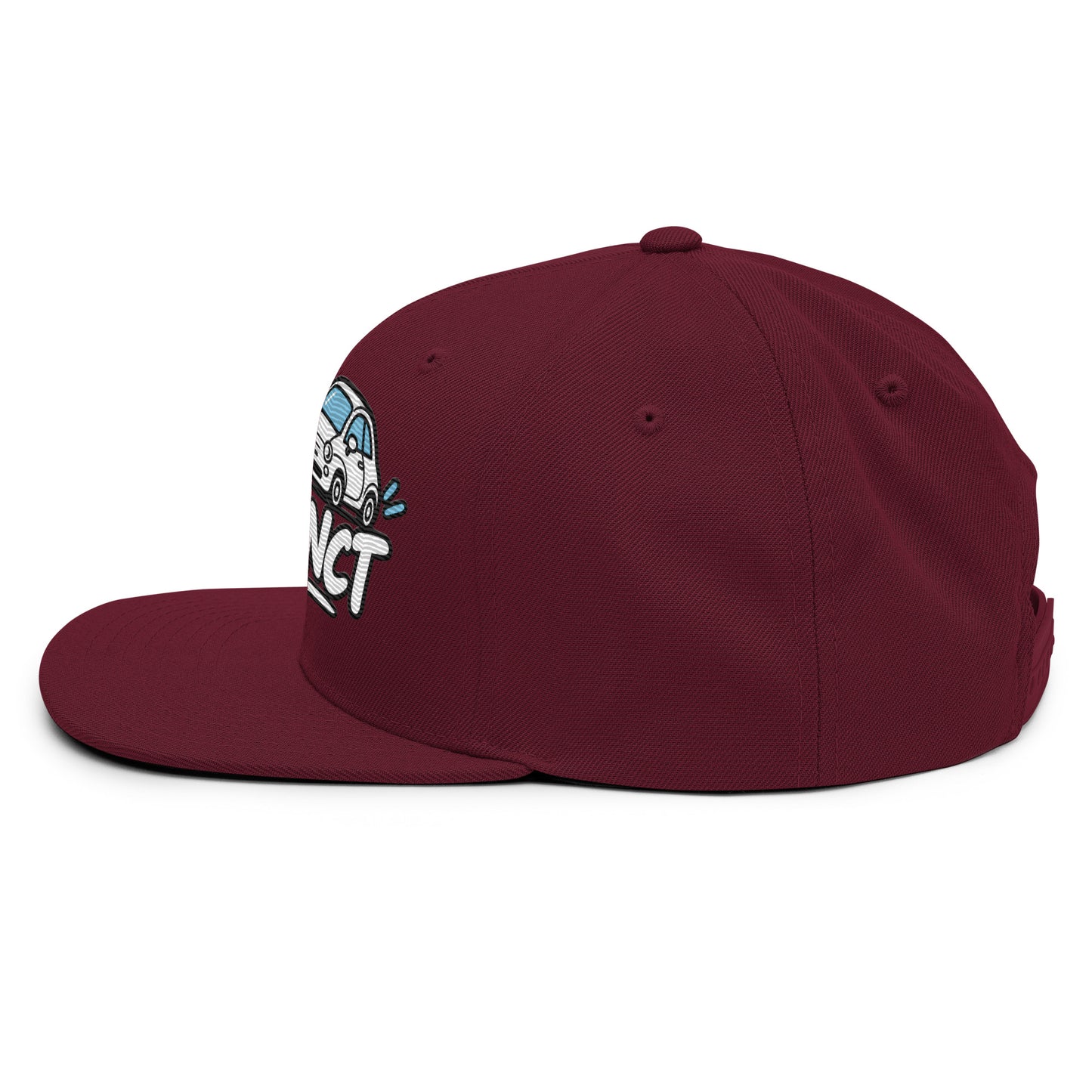 Casquette Snapback, brodée « Garé à l'instant », en Bordeaux, vue de côté, image 51