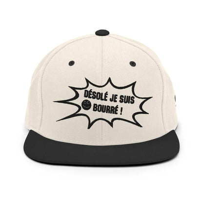 Casquette Snapback, brodée « Désolé je suis bourré », vue de face, image 14