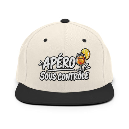 Casquette Snapback, brodée « Apéro sous contrôle », en Noir, vue de face, image 6