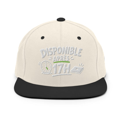 Casquette Snapback, brodée « Disponible après 17h », en Noir, vue de face, image 5