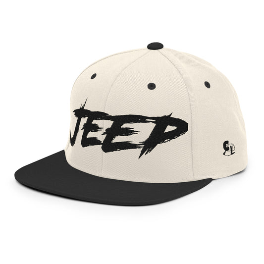 Casquette SnapBack de couleur beige et noire "Jeep"