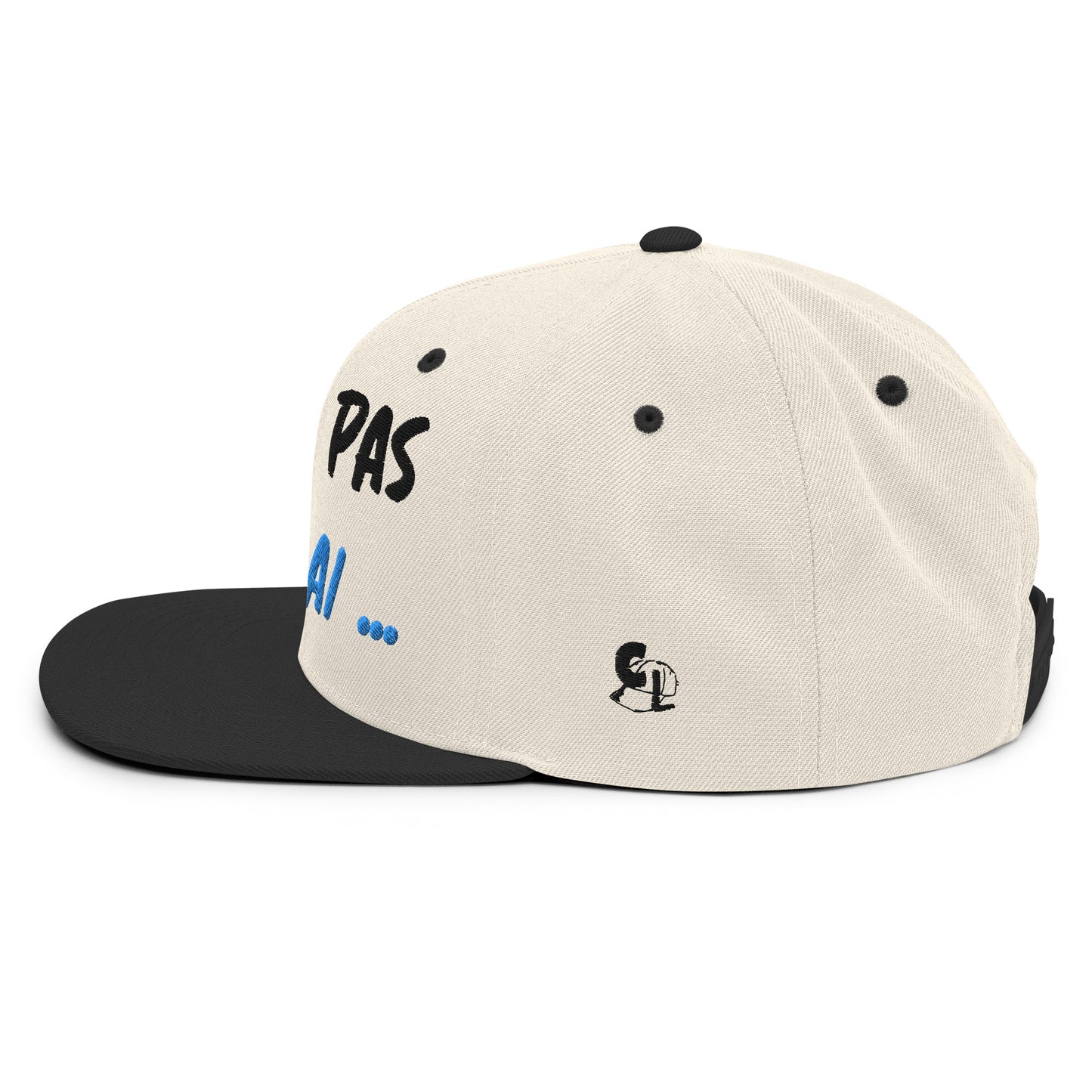 Casquette SnapBack de couleur beige et noire "J' peux pas j'ai ..."