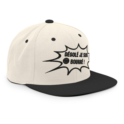 Casquette Snapback, brodée « Désolé je suis bourré », vue de trois quarts, image 17