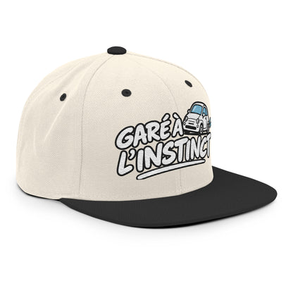 Casquette Snapback, brodée « Garé à l'instant », en Noir, vue de trois quarts, image 102