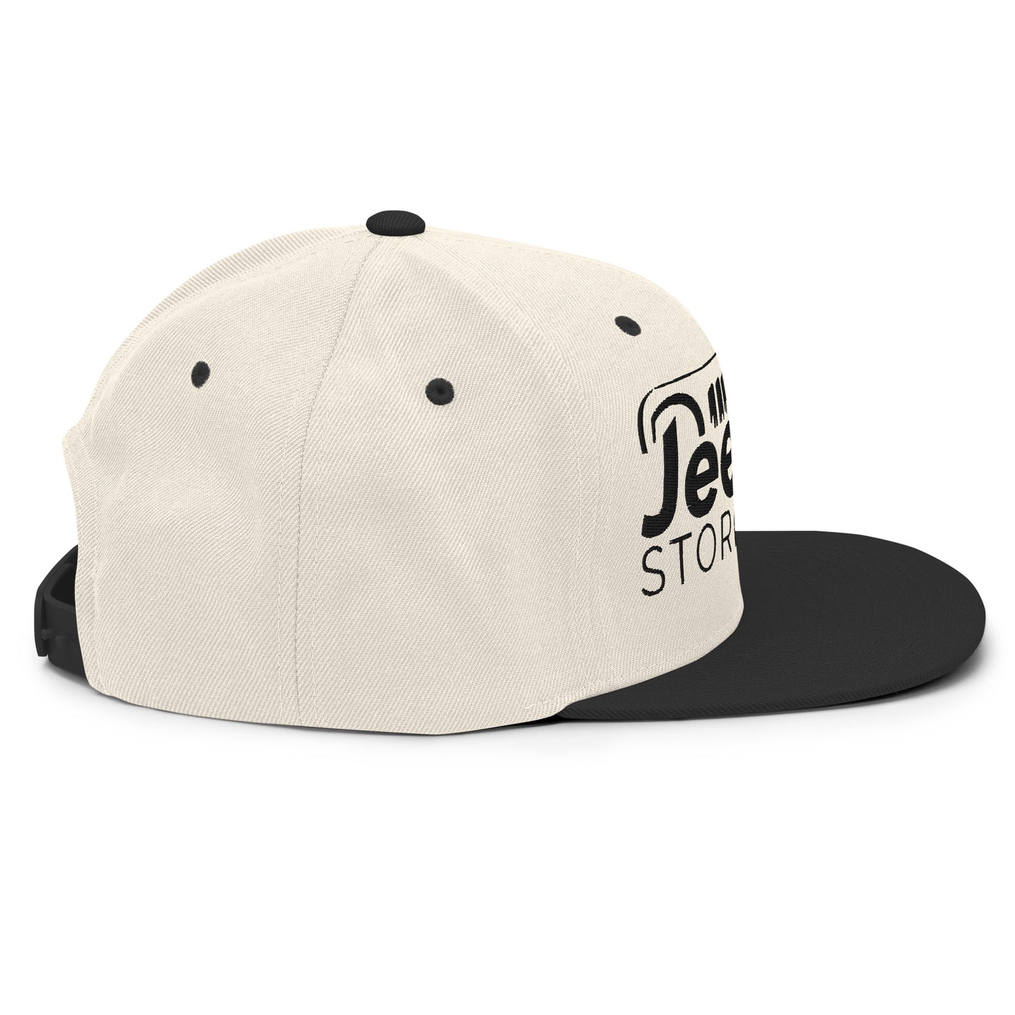 Casquette SnapBack de couleur beige et noire "Jeeper Store"