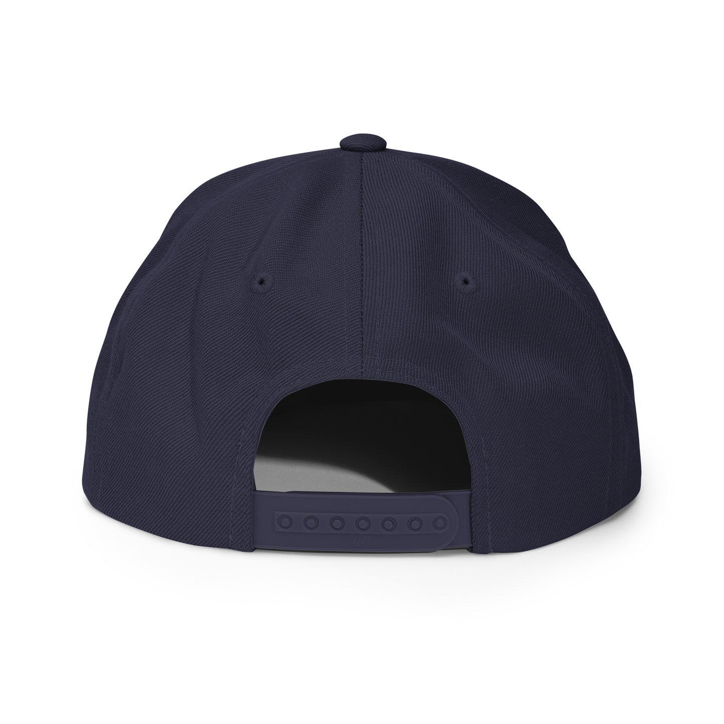 Casquette Snapback, brodée « Près des poissons, loin des cons », en Bleu Marine Foncé, vue arrière, image 64
