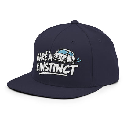 Casquette Snapback, brodée « Garé à l'instant », en Bleu Marine Foncé, vue de trois quarts, image 60