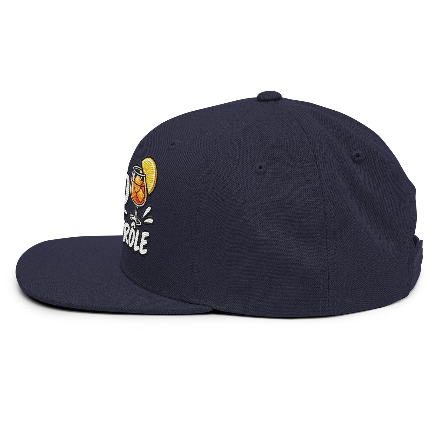 Casquette Snapback, brodée « Apéro sous contrôle », en Bleu Marine Foncé, vue de côté, image 61
