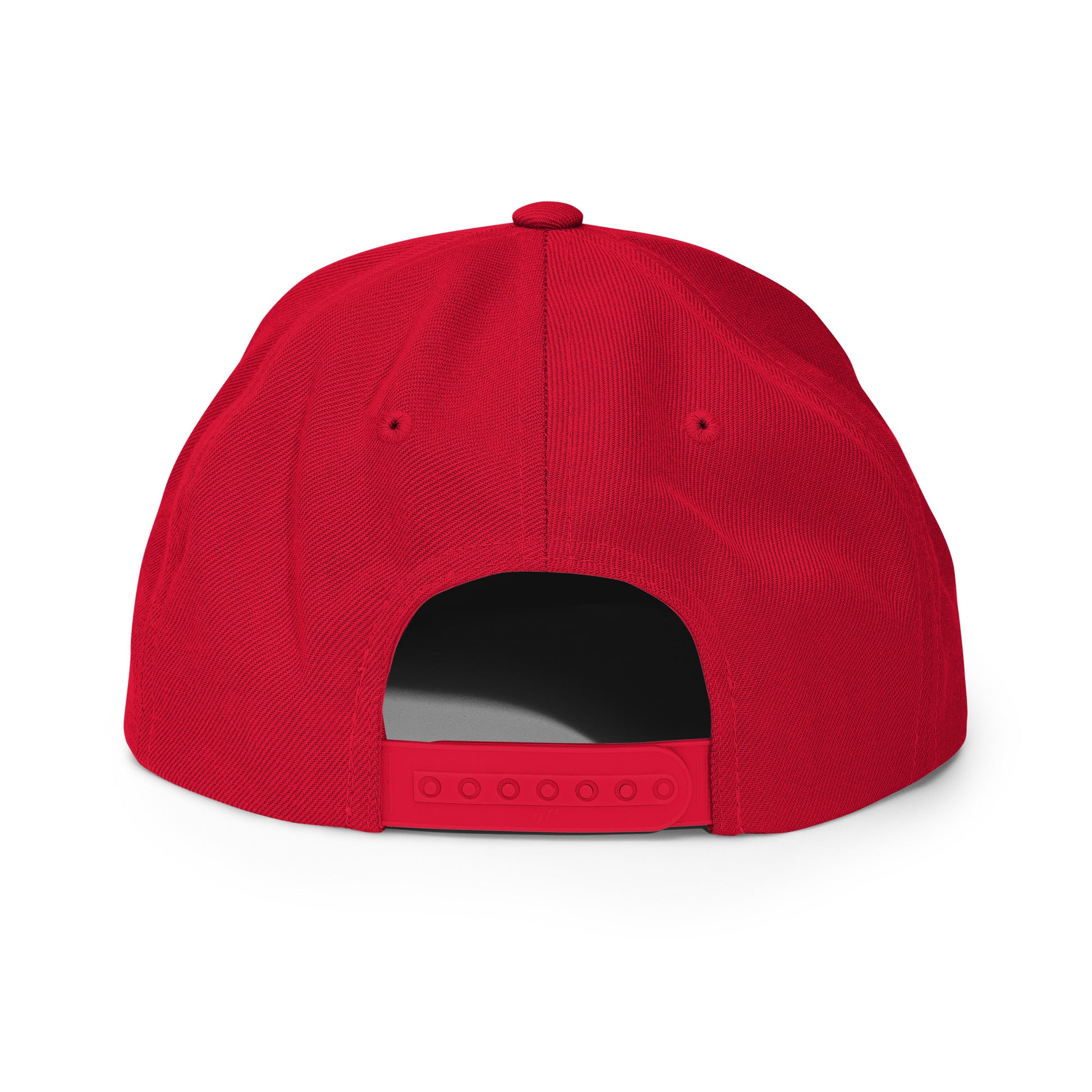 Casquette Snapback, brodée « Près des poissons, loin des cons », en Rouge, vue arrière, image 74