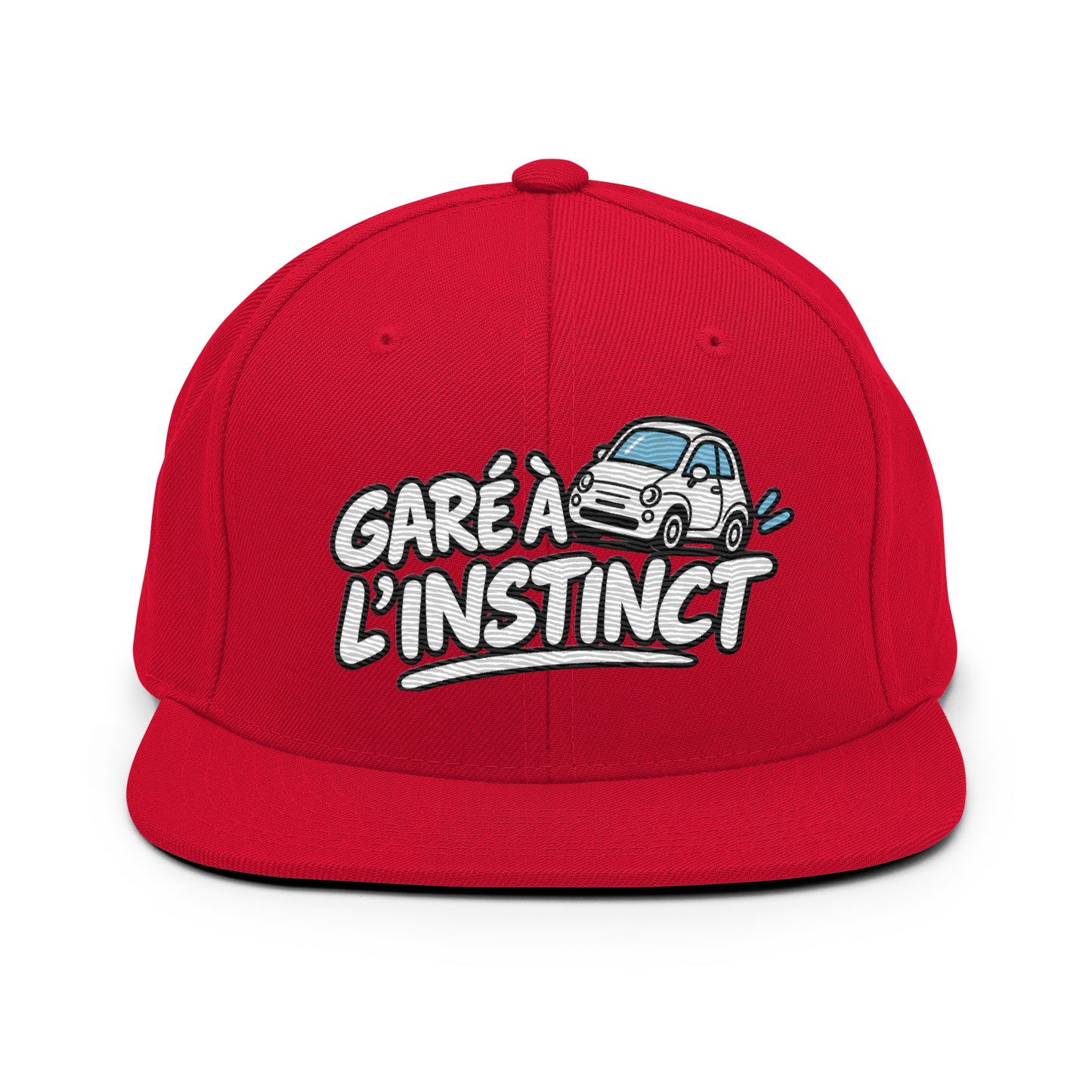 Casquette Snapback, brodée « Garé à l'instant », en Rouge, vue de face, image 13