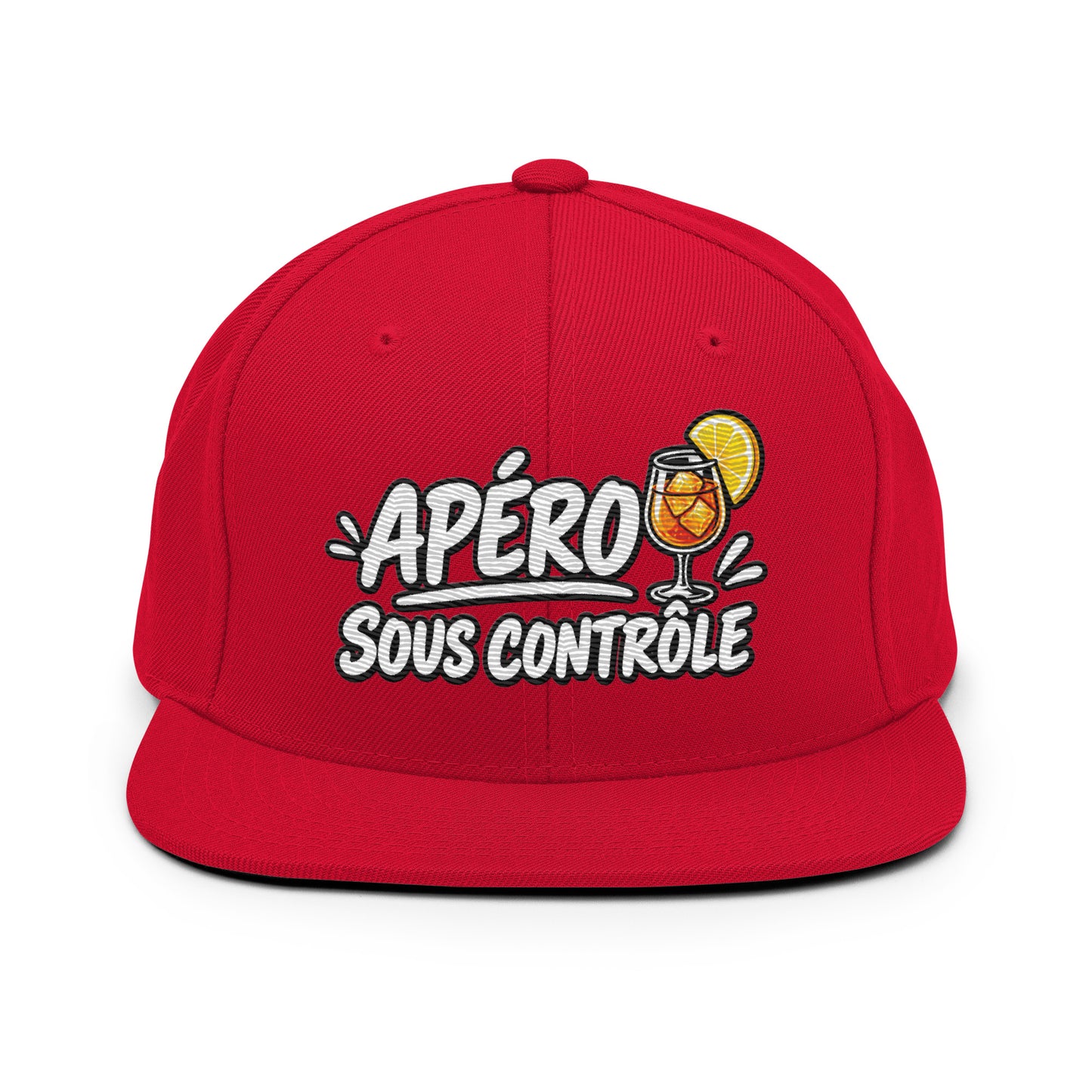 Casquette Snapback, brodée « Apéro sous contrôle », en Rouge, vue de face, image 2