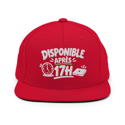 Casquette Snapback, brodée « Disponible après 17h », en Rouge, vue de face, image 11