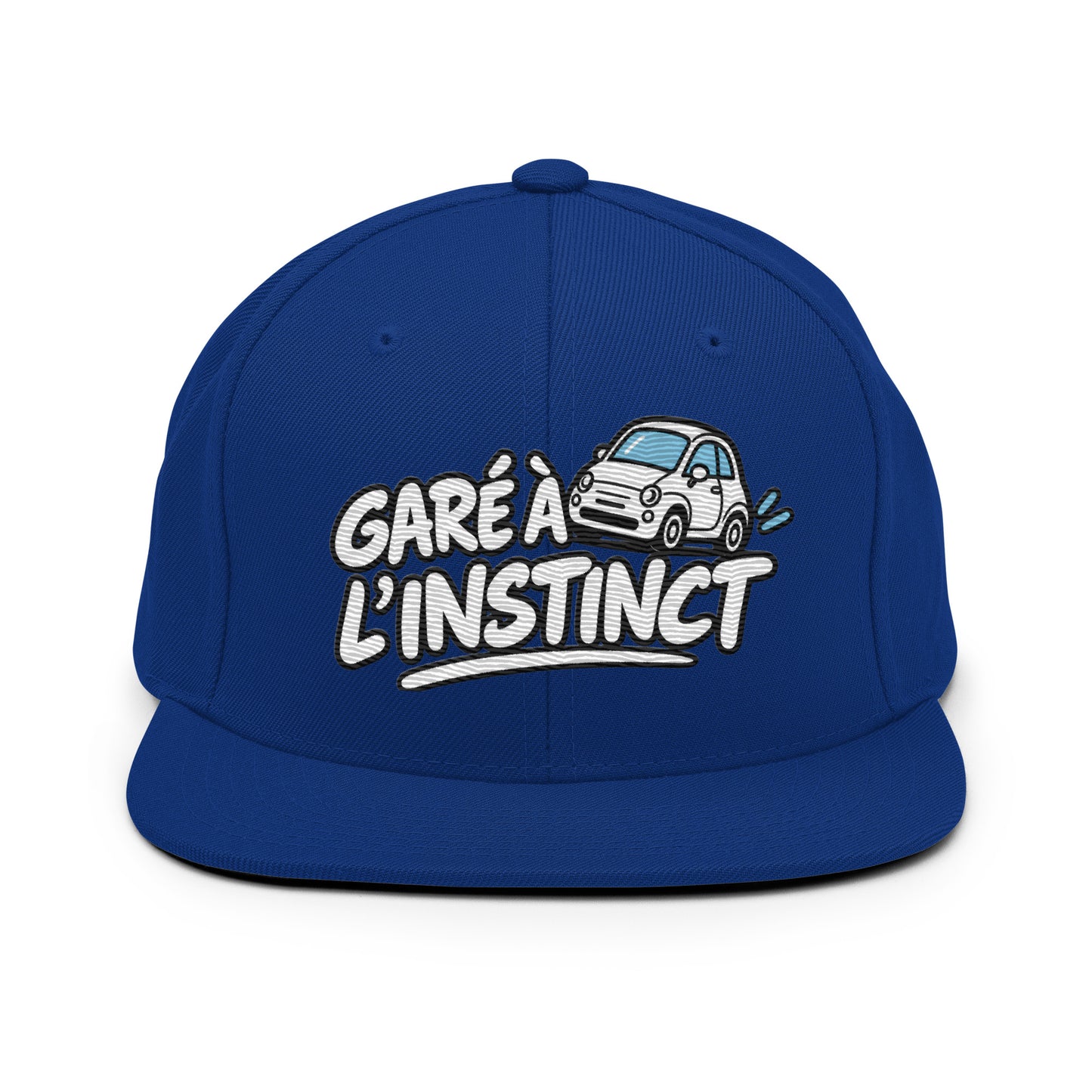 Casquette Snapback, brodée « Garé à l'instant », en Bleu Roi, vue de face, image 14