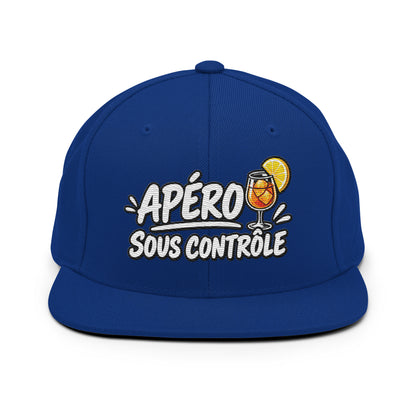 Casquette Snapback, brodée « Apéro sous contrôle », en Bleu Roi, vue de face, image 13