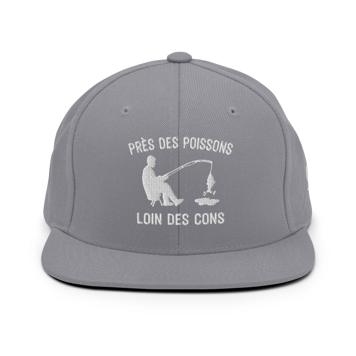 Casquette Snapback, brodée « Près des poissons, loin des cons », vue de face, image 15