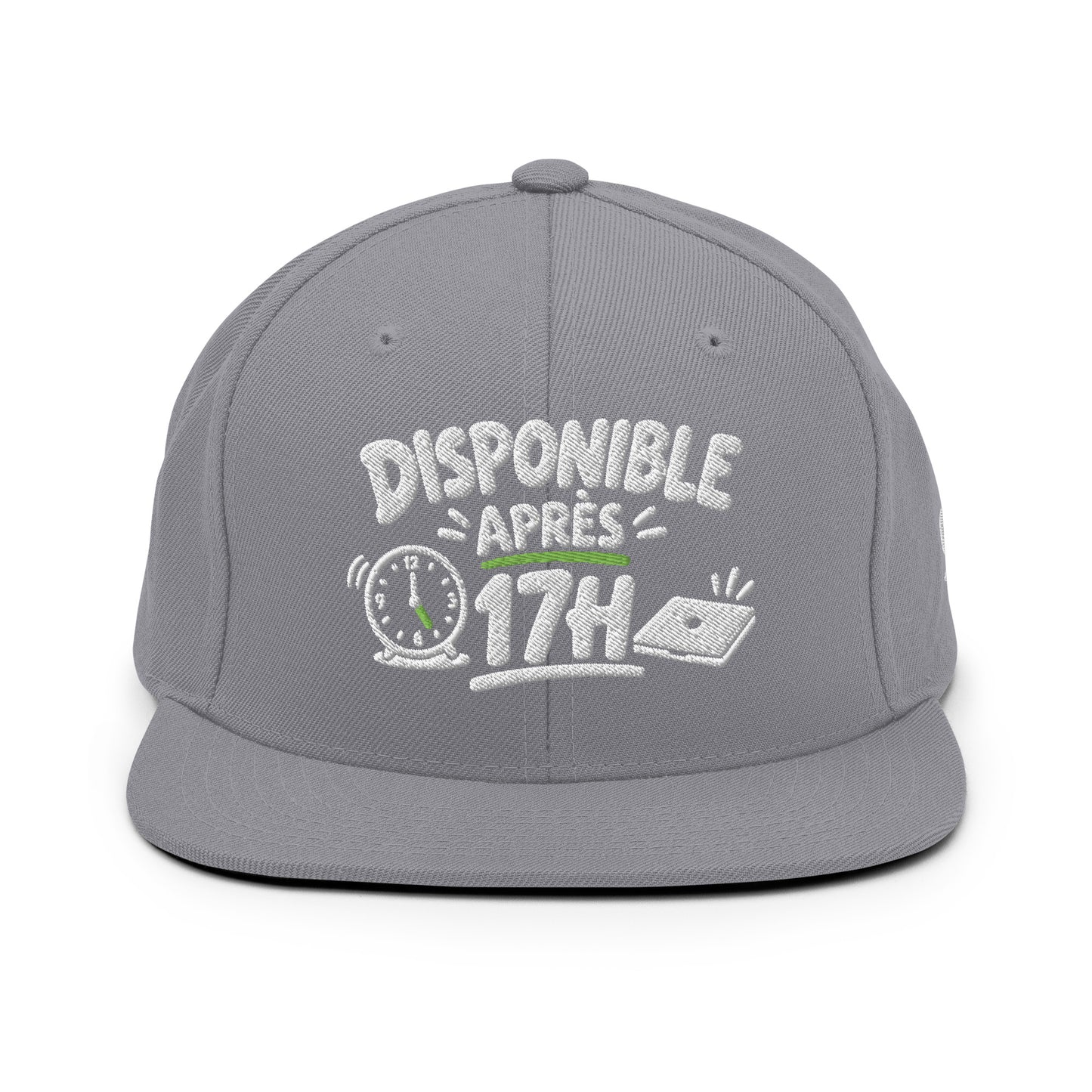Casquette Snapback, brodée « Disponible après 17h », vue de face, image 10