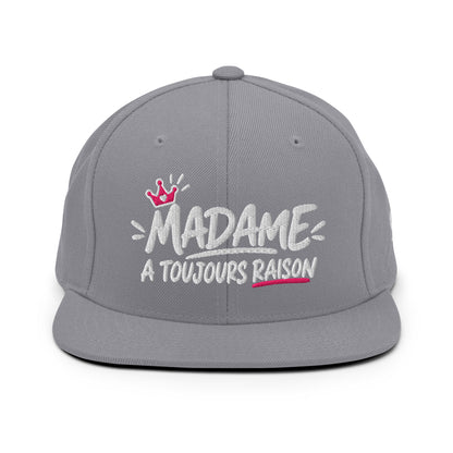 Casquette Snapback, brodée « Madame à toujours raison », vue de face, image 11