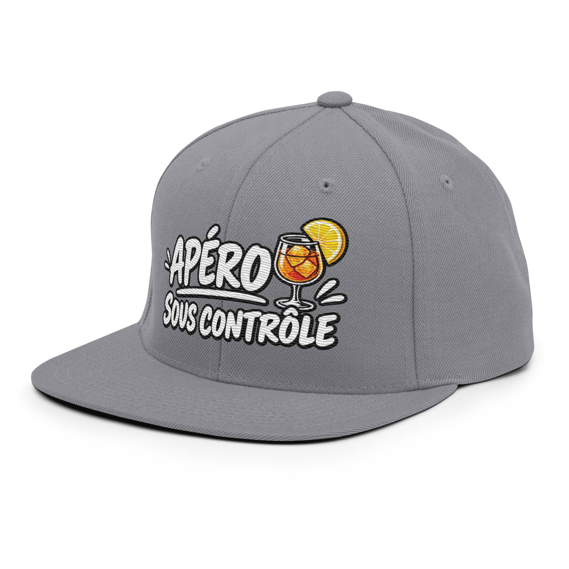 Casquette Snapback, brodée « Apéro sous contrôle », vue de trois quarts, image 85