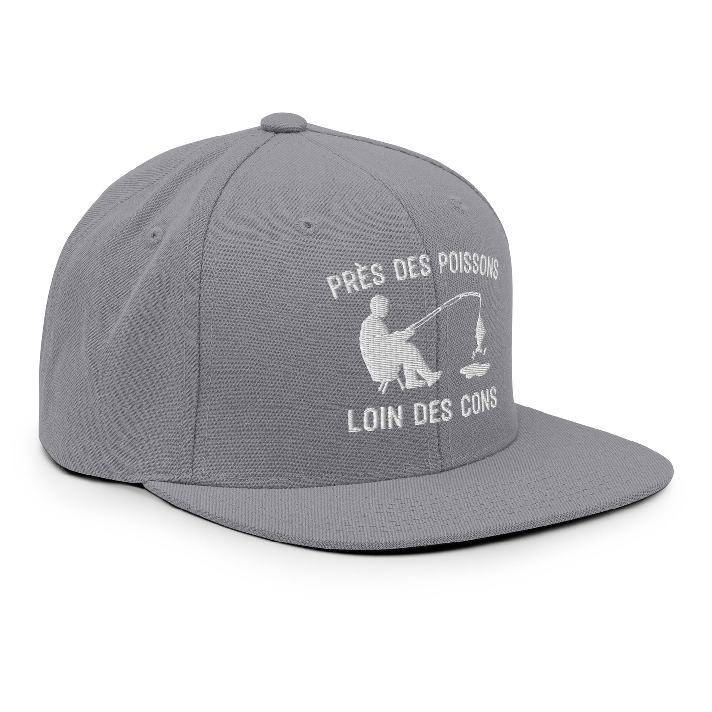 Casquette Snapback, brodée « Près des poissons, loin des cons », vue de trois quarts, image 92