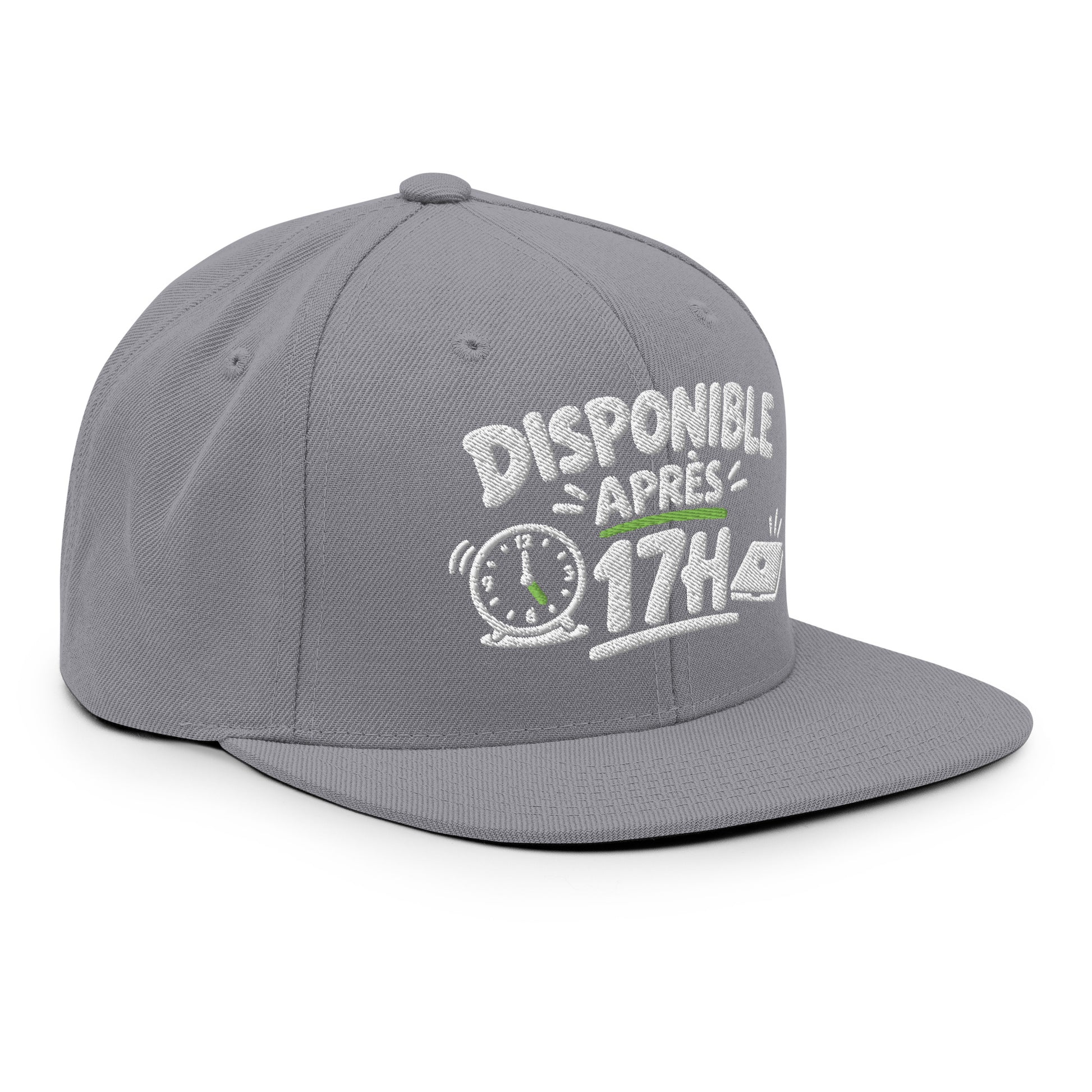 Casquette Snapback, brodée « Disponible après 17h », vue de trois quarts, image 87