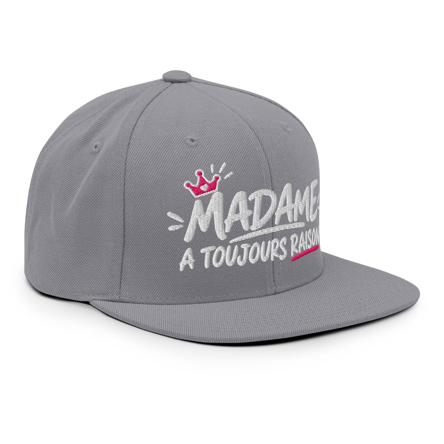 Casquette Snapback, brodée « Madame à toujours raison », vue de trois quarts, image 87