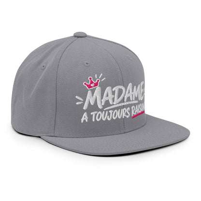 Casquette Snapback, brodée « Madame à toujours raison », vue de trois quarts, image 87