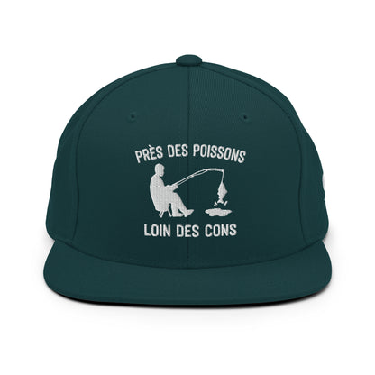 Casquette Snapback, brodée « Près des poissons, loin des cons », en Épicéa, vue de face, image 13