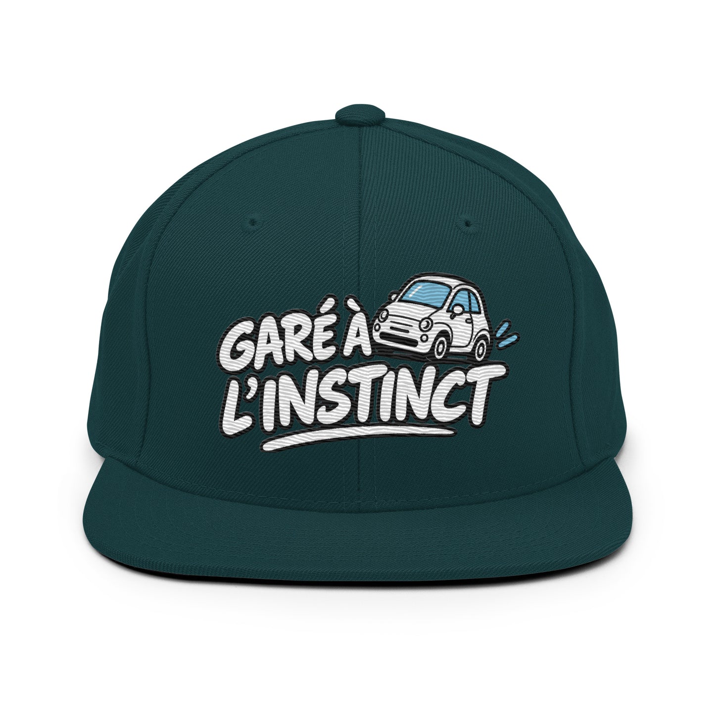 Casquette Snapback, brodée « Garé à l'instant », en Épicéa, vue de face, image 9