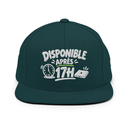 Casquette Snapback, brodée « Disponible après 17h », en Épicéa, vue de face, image 12