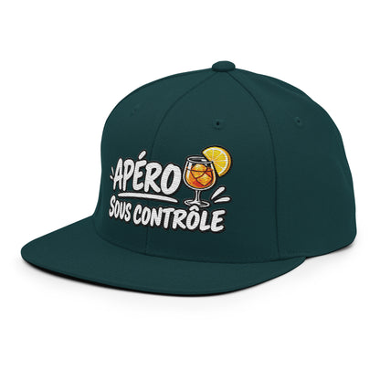 Casquette Snapback, brodée « Apéro sous contrôle », en Épicéa, vue de trois quarts, image 65