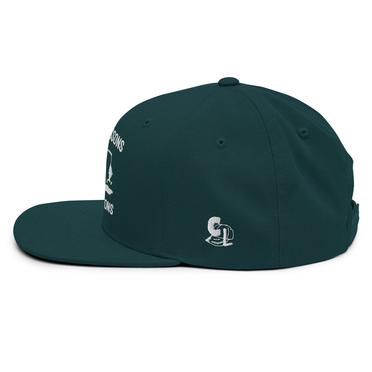 Casquette Snapback, brodée « Près des poissons, loin des cons », en Épicéa, vue de côté, image 71